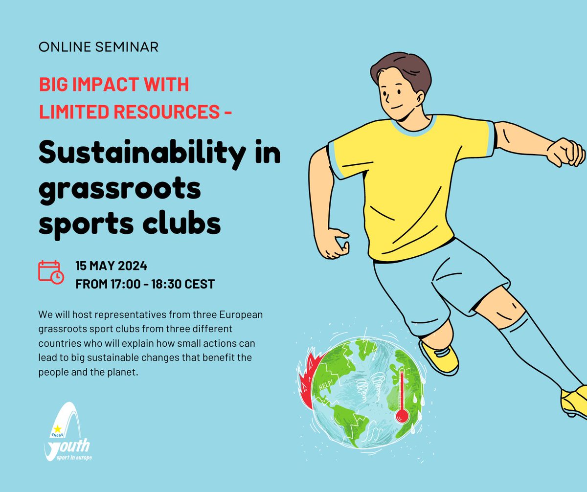 Our seminar will host European grassroots sport clubs: LEICESTER NIRVANA 🇬🇧 OK TRIAN 🇫🇮 VORWÄRTS SPOHO 98 E.V. 🇩🇪 We will discuss how despite the limited resources, grassroots clubs can still make a difference when it comes to sustainability. 👉🏽 engsoyouth.eu/2024/04/18/sem…