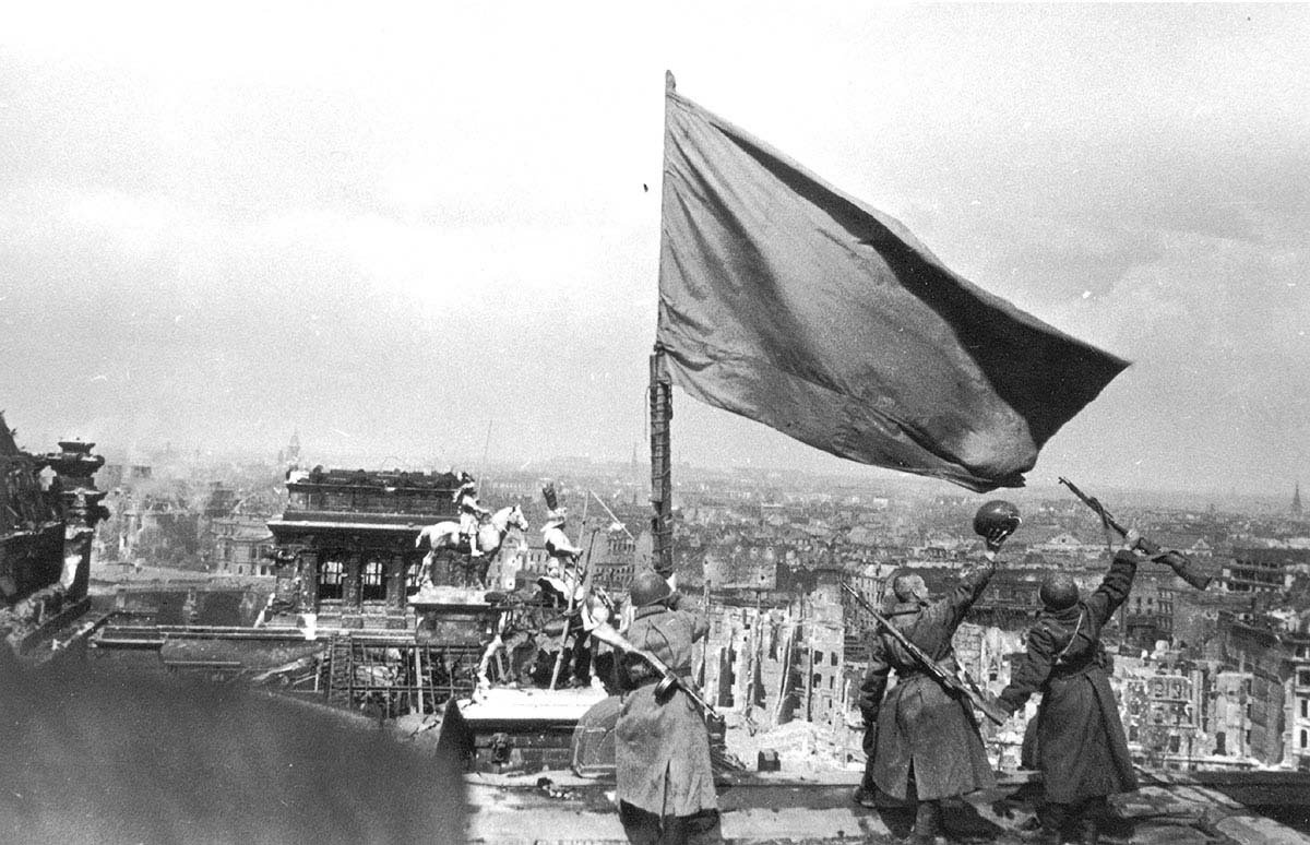 “Anyone who loves freedom owes such a debt to the Red Army that it can never be repaid.” – Ernest Hemingway The Soviet Red Army raises the red flag over the Reichstag building, Nazi Germany on 30th April 1945.