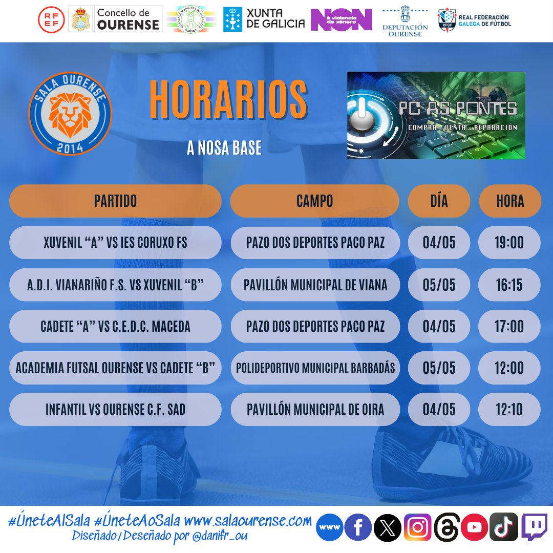 Horarios da nosa base para esta semana! Patrocina: PC As Pontes (Sígueos en Instagram: @pcaspontes) #ÚneteAlSala #ÚneteAoSala #HorariosBase