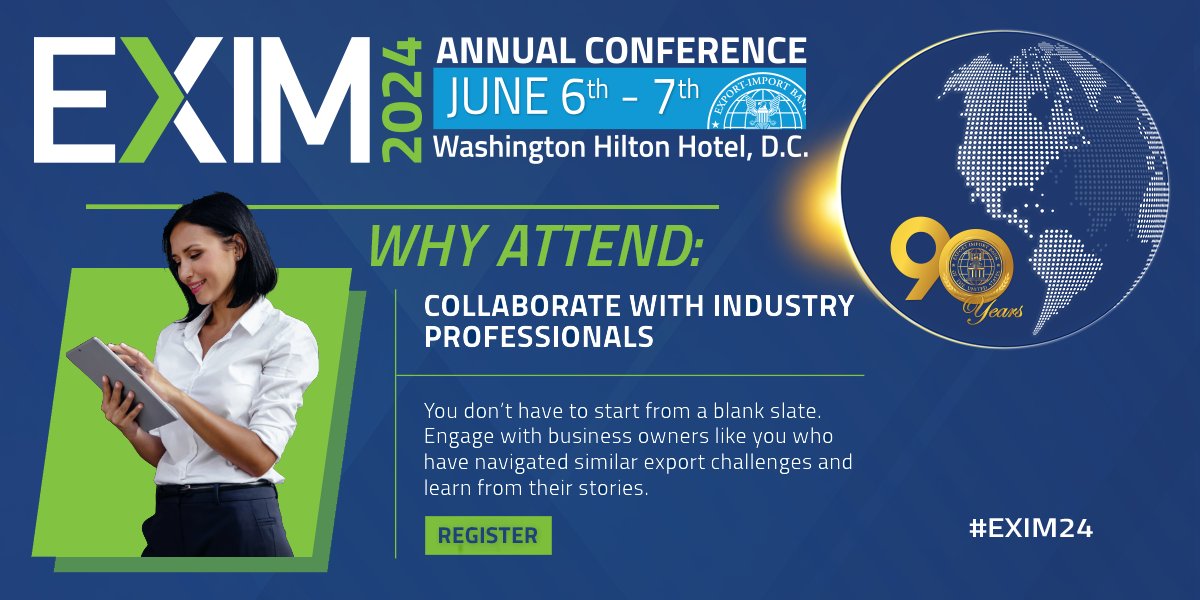 Why navigate the global landscape alone? Join us June 6-7 at #EXIM24 in Washington, DC for 2 days of exciting panels, networking opportunities & global trade insights to ensure your business success. REGISTER NOW to reserve your spot: bit.ly/49sZQrC