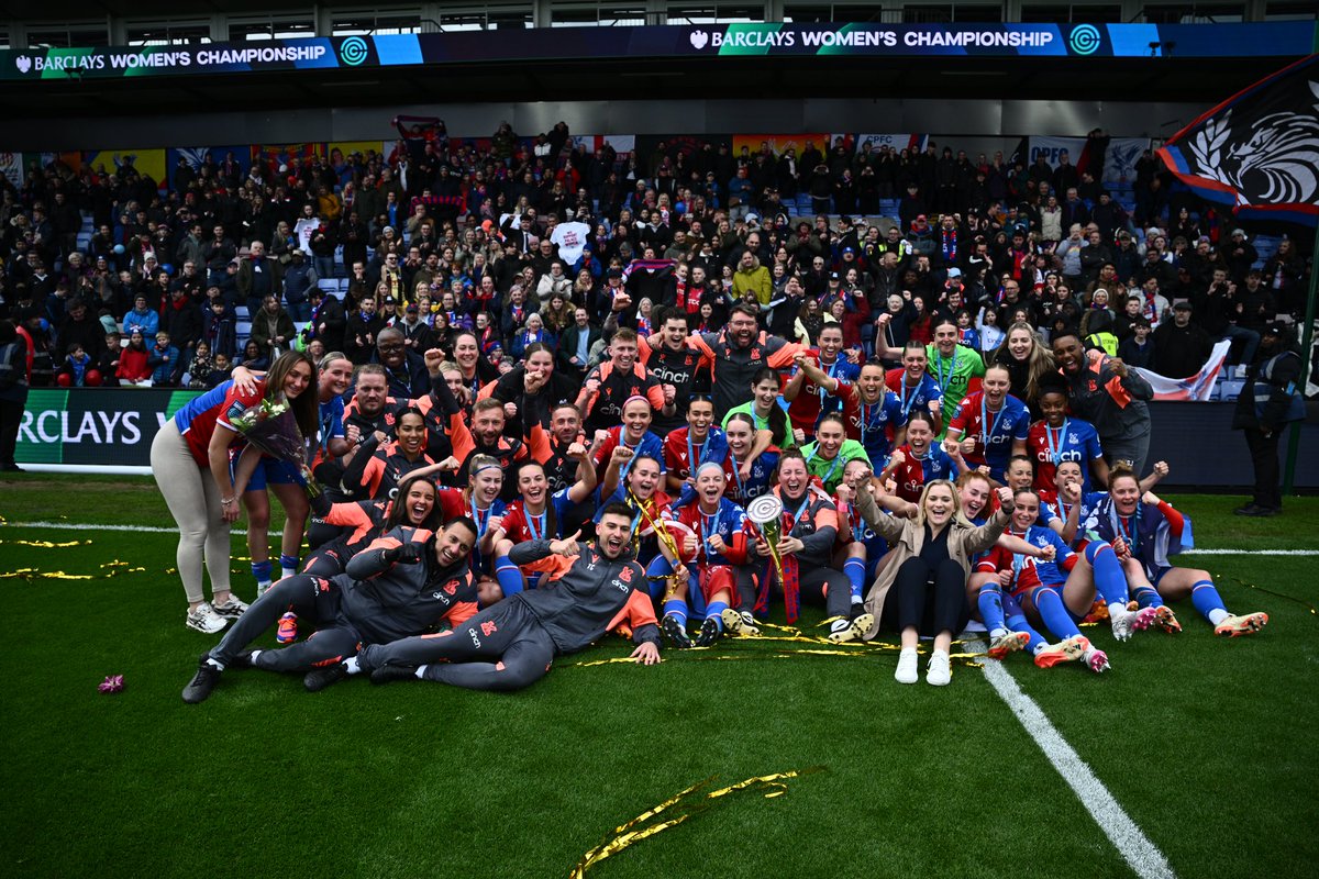 How do you put this into words then? Every player and all staff for @cpfc_w has made this happen, every staff member from all departments across @CPFC has made this happen. Every fan, up and down the country, has made this happen! @BarclaysWC champions 🏆! Thank you 🦅❤️💙