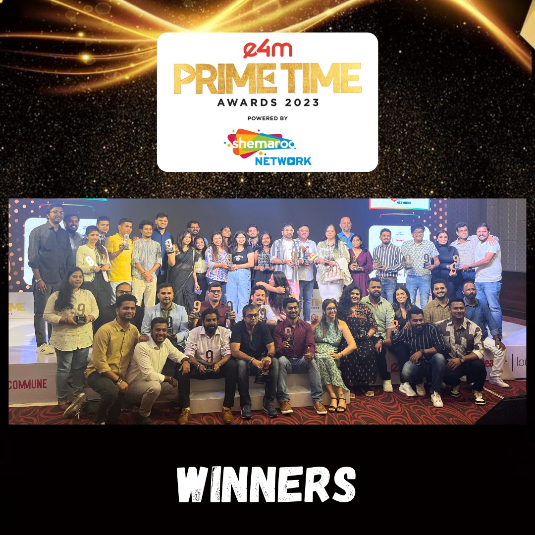 A round of applause for the incredible winners of the e4m #PrimeTimeAwards! Your dedication and talent have set a new standard for excellence in the industry! 🎉👏

#e4mAwards #PrimeTimeAwards #TVAdvertising #CreativeExcellence #InnovationUnleashed #PTA #Campaigns #Brands