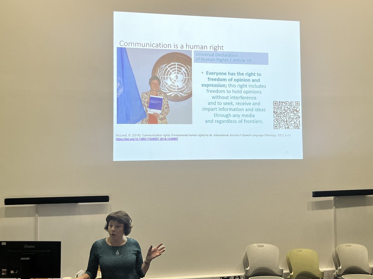 “Speech and language therapists are frontiersmen” @SharynneMcLeod entreats us to do more to empower people with #communication needs to exercise their #HumanRight @Bristol_SLTRU @RCSLT @CharlesSturtUni