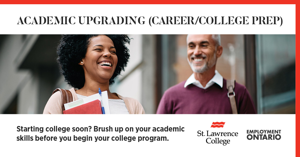 Career/College Prep is designed to provide adult learners with the opportunity to improve academic, technical, personal, & interpersonal skills in preparation for college programs. This Employment Ontario program is funded by the Ontario Government. stlawrencecollege.ca/site-search?q=…