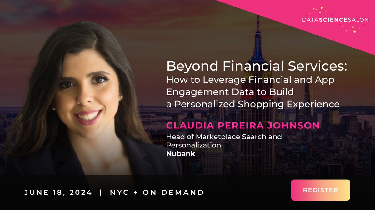 Join this session on leveraging financial & app engagement data for personalized services only at #DSSNYC on June 18 datascience.salon/newyork/ Learn how #datascience enhances user engagement & trust with real examples from @Nubank’s marketplace. #MachineLearning #Fintech…