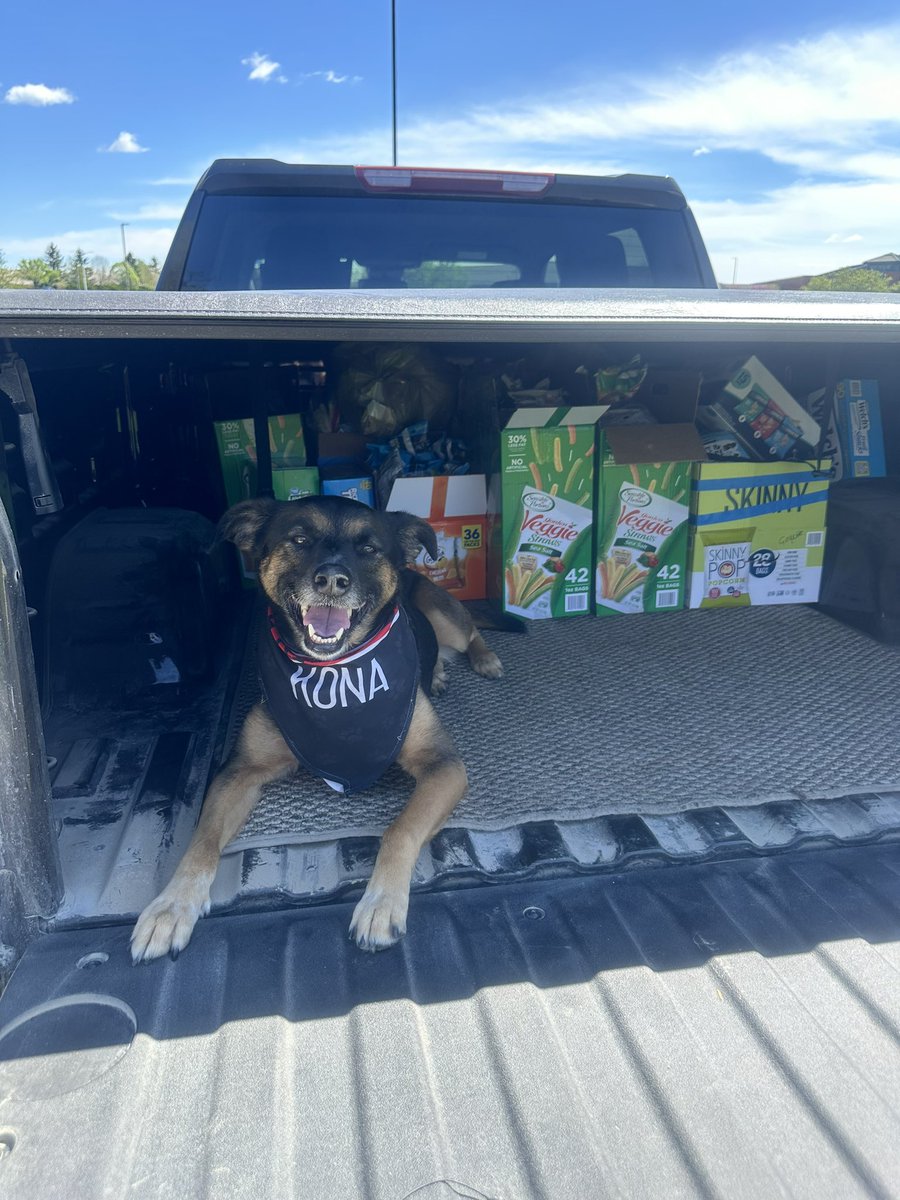 Spring is here which means 5th grade camp is here, Team Harmon sets out tomorrow! Packing up camp snacks (the most important) with my little helper. 🐶 #heritagelearn