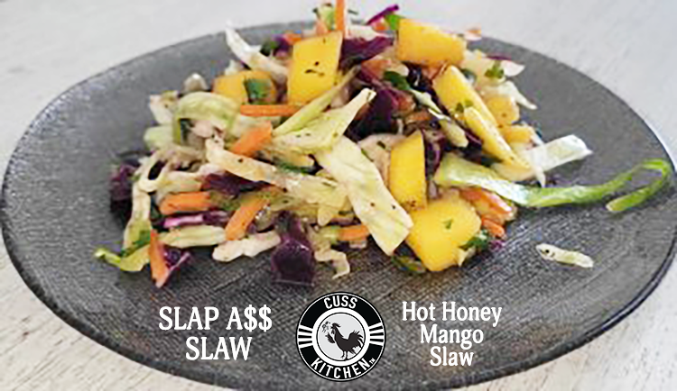 This HOT HONEY MANGO SLAW slaps alongside fish tacos, shrimp skewers, pulled pork  or chicken, and any grilled meat! Recipe here: >> cusskitchen.com/slap-a-slaw-ho… #hothoney #mangorecipes #slaw #grillingrecipes #bbqrecipes #grillfood #bbqfood