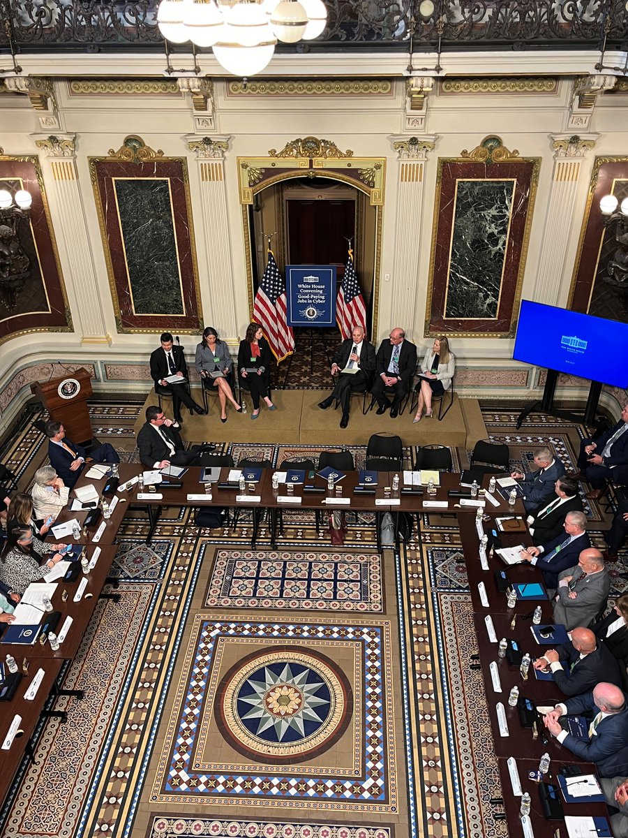 ONCD's tweet image. Huge thank you to our federal and private sector partners who came to our White House Convening on Good Paying Cyber Jobs and making meaningful commitments that will ensure a strong cyber workforce!  whitehouse.gov/oncd/briefing-…