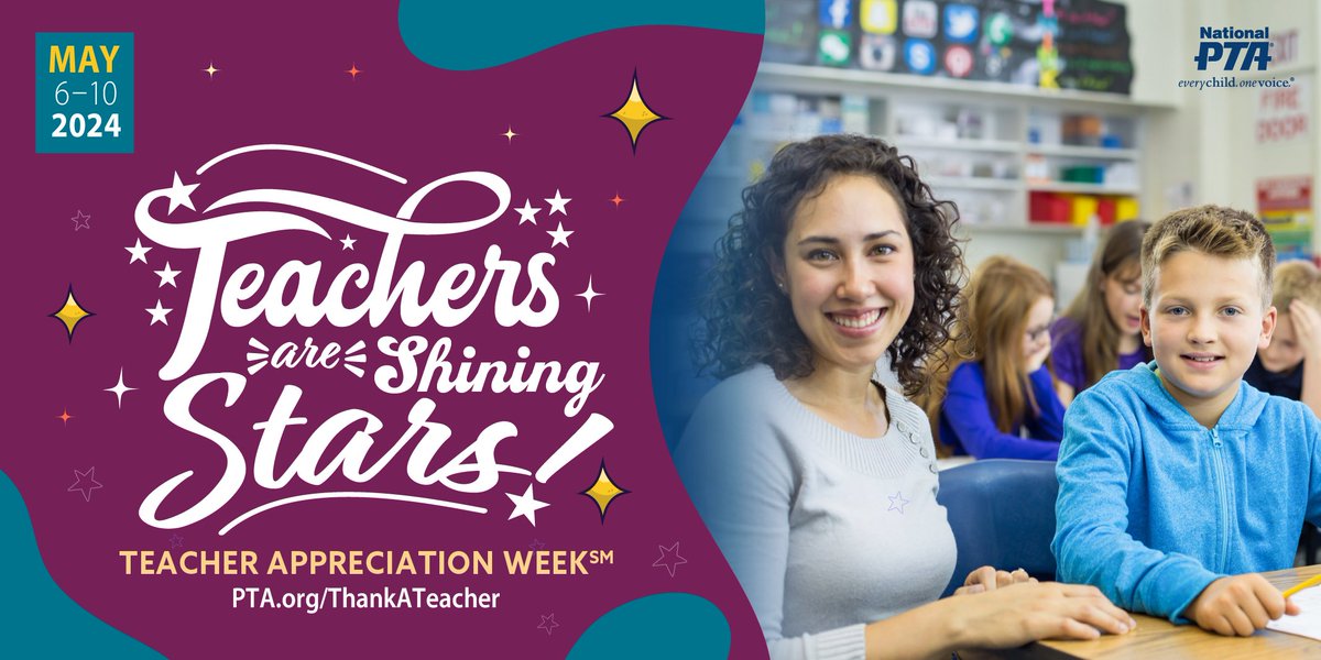 The countdown is on to our Teacher Appreciation Week celebration! Starting on May 6, find a way to #ThankATeacher and let them know they are shining stars! bit.ly/2I5ubBo