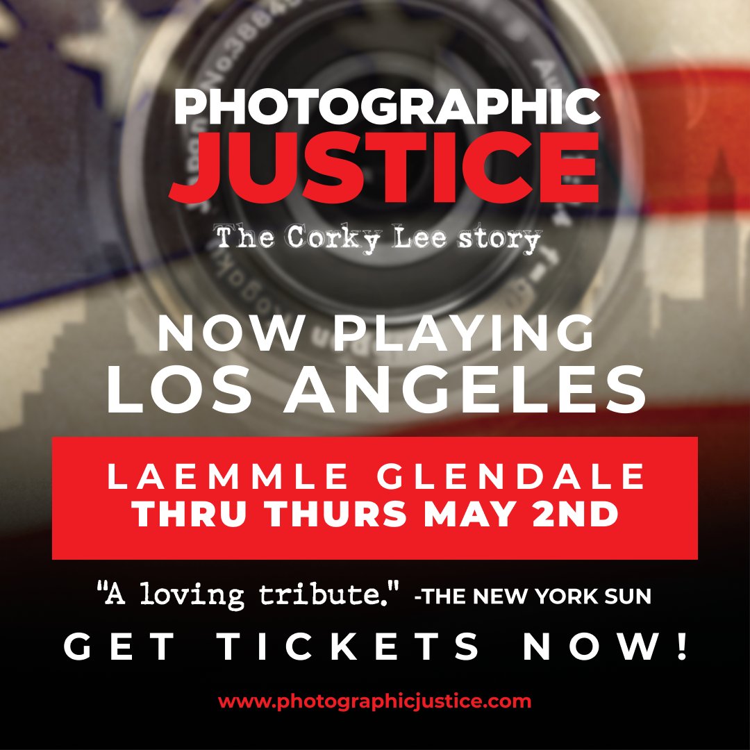 'Watch this movie. A brilliant photographer who went unknown for too long.' - @LAist. PHOTOGRAPHIC JUSTICE: THE CORKY LEE STORY is now playing Los Angeles at @LaemmleGlendale thru Thursday, May 2nd. Get tickets now! bit.ly/CorkyLee_LA