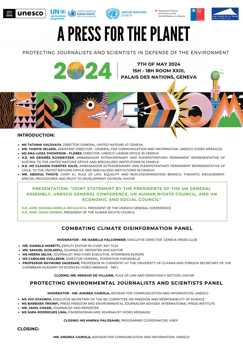 📢Programme of the Event 🎉Join us the 7th of May ⏱️15h - 18h 🚩Room XXIII, Palais des Nations 👉 Register in person: bit.ly/4bljVSd 📷 Or online: bit.ly/4bdZHtt