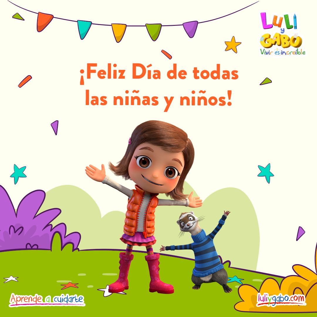 ¡Feliz Día de todas las niñas y niños ! 🥳Hoy es un día para celebrar la imaginación y la creatividad que nos inspiran los pequeños. Recuerda celebrar con #LuliYGabo y disfrutar de sus aventuras ✨ #Viviresincreíble#AprendeACuidarte  👉bit.ly/GuiaDePrevenci…