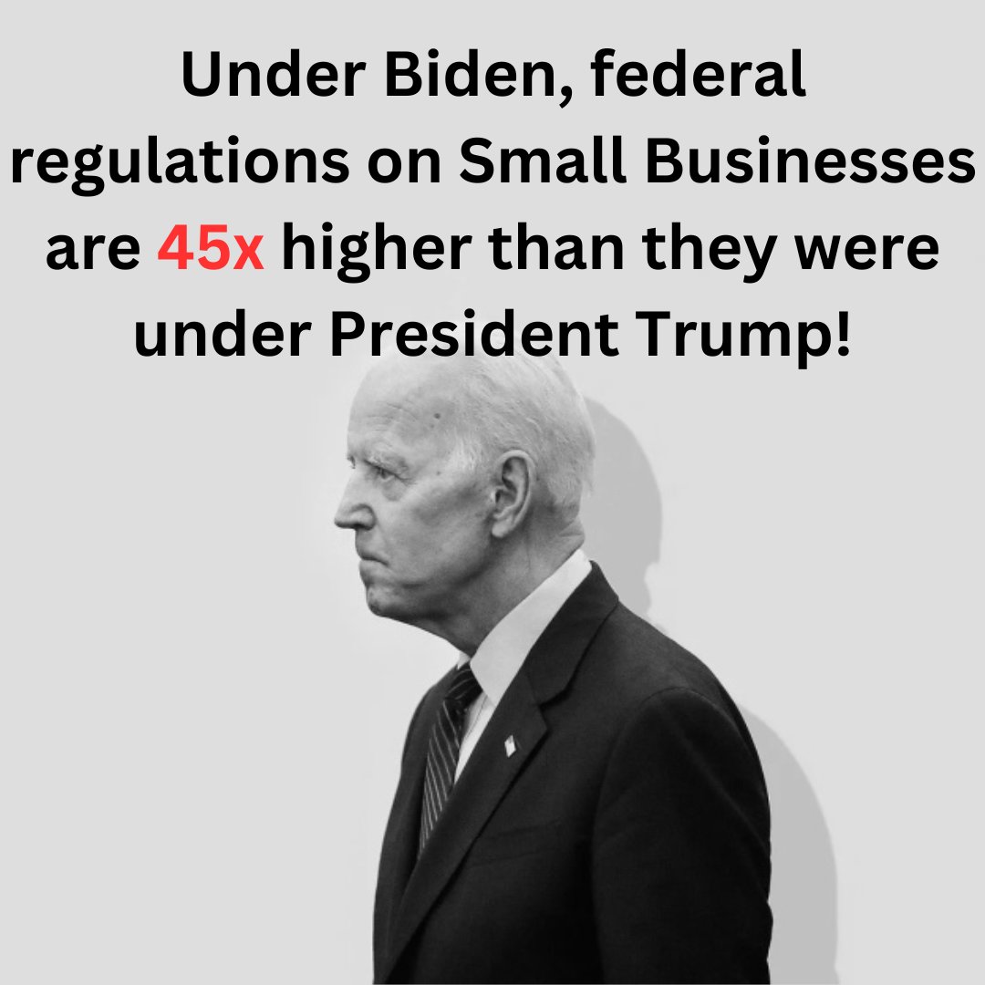 Compared with the Trump Administration, regulatory costs from the Biden Administration are over 45 times higher. We need to remove unnecessary and duplicative regulations so that small businesses can innovate and thrive! #SmallBusinessWeek