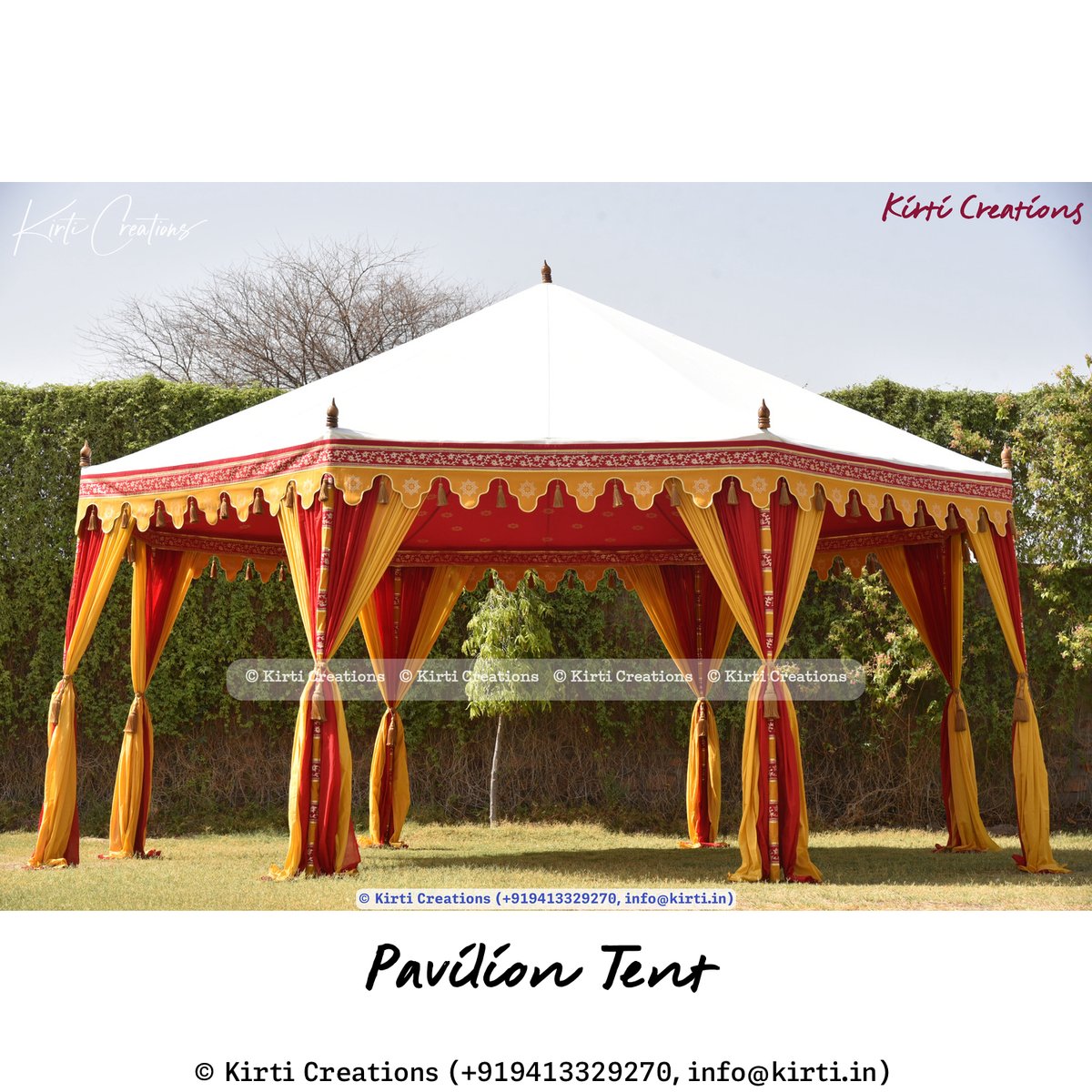 Pavilion Tent
.
#indiantent #indiantents #indiantentcompany #tentfactory #partytent #luxurytent #indianwedding #canopy #shamiyana #shamiana
.
.
indiantent.com