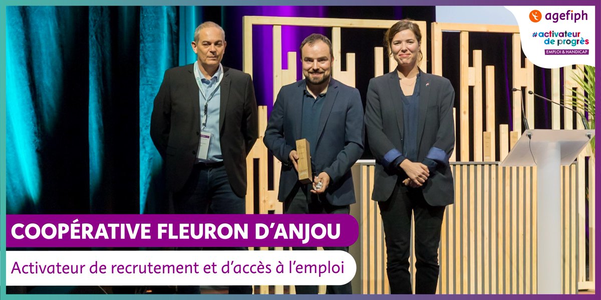 Félicitations à Fleuron d’Anjou qui remporte le prix activateur de recrutement et d’accès à l’#emploi ! 👏 En proposant une formation tremplin dispensée au sein de l'entreprise, ils favorisent la réinsertion de personnes en situation de handicap. youtube.com/watch?v=qE4O9k… #Handicap