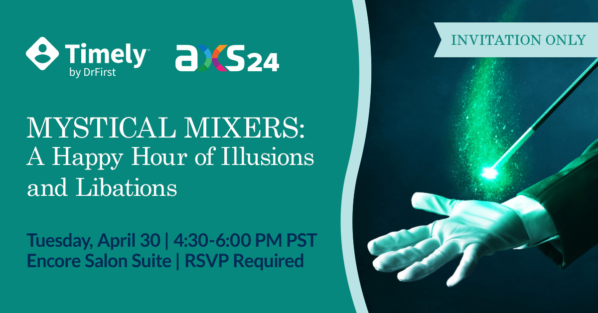 It's all happening at @asembiarx's #AXS24 Summit 🔮🎤

Join us for a Mystical Mixer happy hour, plus sessions on #pophealth challenges and #medadherence plus a look at #priorauth, #specialtymeds, and our recent acquisition of @Myndshft.

Details here ▶️ bit.ly/3Qo2SXs