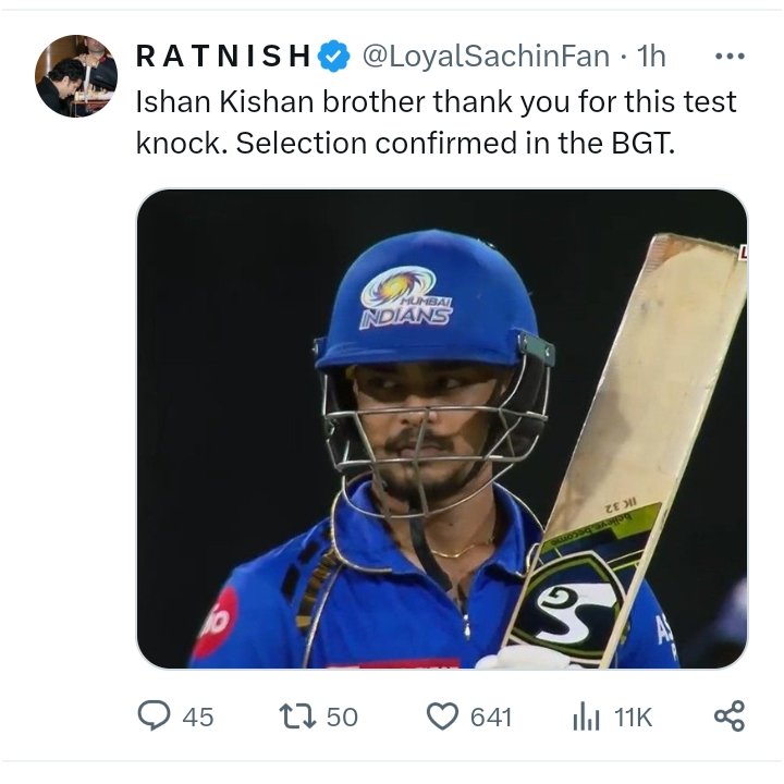 MI fans deserve dragging. They hype mediocre hags, will kiss their ass, but keep harping on about Ishan Kishan. Boy scored more runs on Ekana against LSG bowling than T20 WC captain, no. 1 t20i batter and vc combined. Anchored a collapse. Got y'all a respectable score. Rancid 🤡.