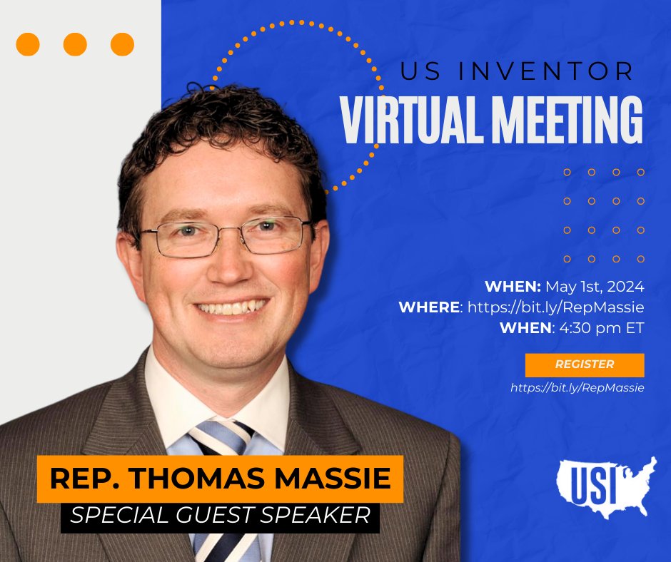 🌟 Exciting Update! Join us for an exclusive virtual meeting with Rep. Thomas Massie on May 1st at 4:30 pm ET. Discussing new bills H.R. 8134 and H.R. 8132, and the future of American invention. Register now: us02web.zoom.us/webinar/regist…
