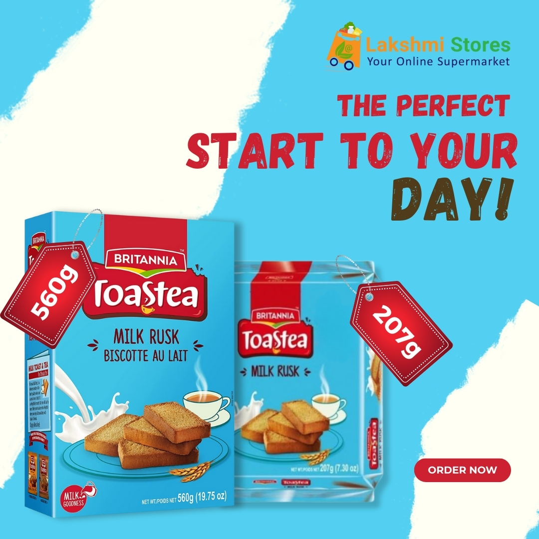 🌞 Start your day the right way with Britannia Milk Rusk! Crispy, delicious, and perfect with your morning tea or coffee. ☕🍪 Now available at Lakshmi Stores, UK! Place Your Order Now:lakshmistores.com #onlineshopping #lakshmistoresuk #buyonline #britanniarusk