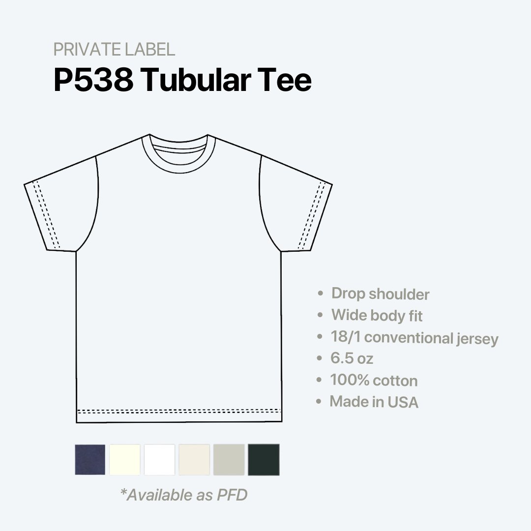 NEW: P538 Tubular Tee 🔥
Featuring a drop shoulder and wide body fit, this tee is the perfect silhouette for a relaxed streetwear look. 

#customtees #customtshirts #clothingbrand #streetwear