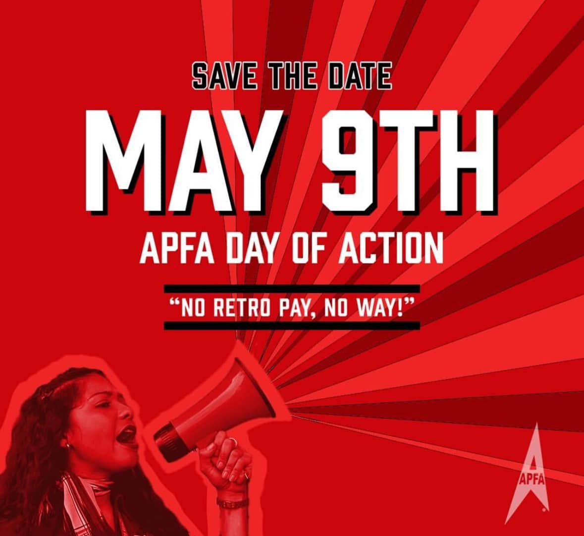 APFA is hosting a Day of Action at PHL International Airport on May 9th from 1pm - 3pm. Show your support for @APFAUnity flight attendants who have been fighting for fair pay from American Airlines since 2019, and deserve a strong union contract NOW! #1u