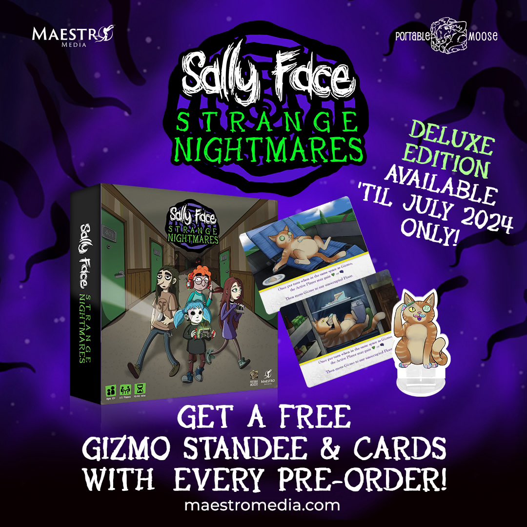 We’re thrilled to announce that the coveted Sally Face: Strange Nightmares pre-sale items are now exclusively available on the Maestro Media website. Plus, every pre-order will include a FREE Gizmo standee and cards. 👉 maestromedia.com/collections/sa…