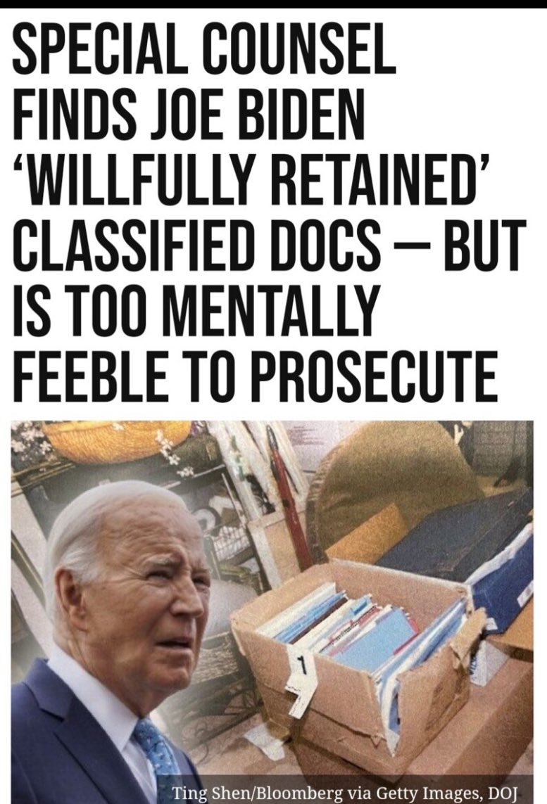 @seanmdav If Joe Biden is capable of running 4 president then he is capable of standing trial for having classified documents in his possession as a Senator and VP, which he had no business having in his possession at all! He also showed classified material to a book writer #EspionageAct