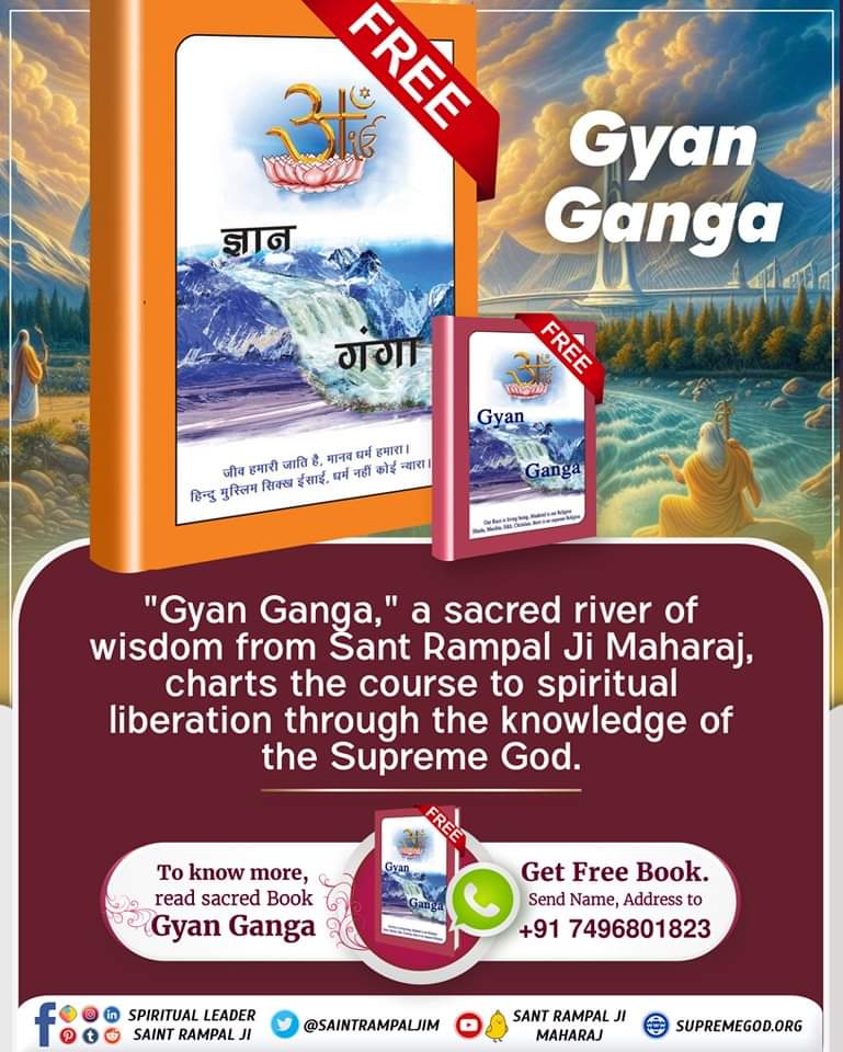 #जगत_उद्धारक_संत_रामपालजी
'Sant Rampal Ji Maharaj's book 'Gyan Ganga' presents a wonderful path to lead life towards spiritual liberation. It explains the importance of knowledge of the Supreme God. 
Saviour Of The World