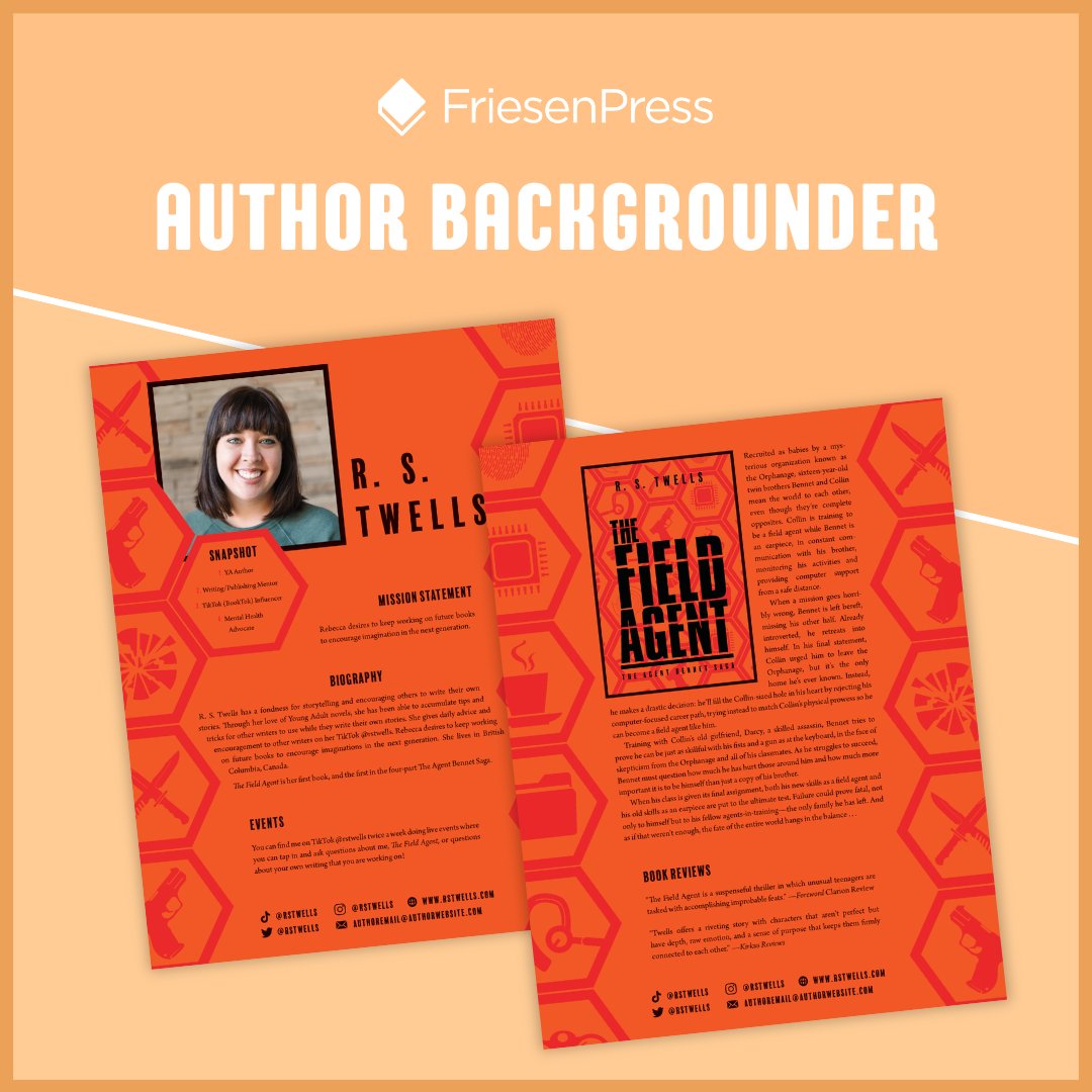 The Author Backgrounder is key to earning shelf space in bookstores, garnering public speaking engagements, and more. The professionally designed double-sided PDF resume is fully customized to you and your branding. Visit our website for more details: friesenpress.com/publishing-ser…