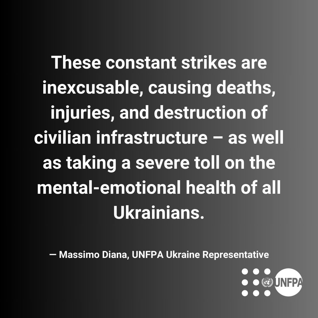 Today, Kharkiv was under attack. Last night, strikes in Odesa killed civilians and injured others, including a pregnant woman - damaging homes, schools, and healthcare facilities. In Nikopol, strikes caused severe damage. UNFPA Psychosocial support mobile teams remain on standby.