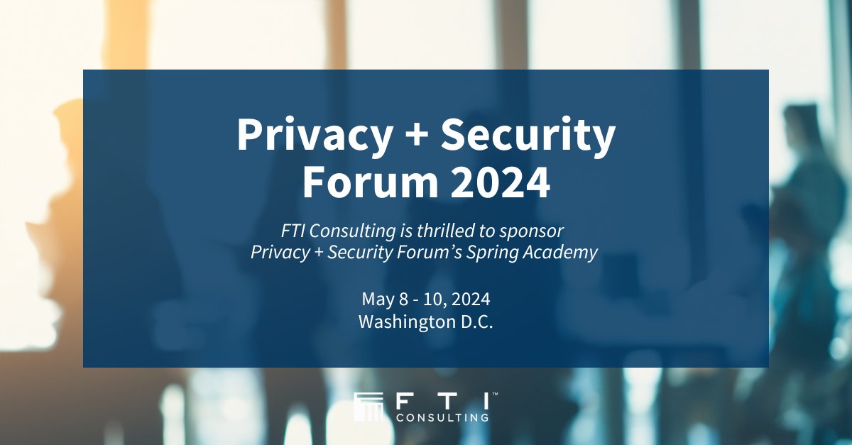 We're thrilled to be sponsors of the upcoming Privacy + Security Academy Spring Forum 2024. Join FTI Technology experts Andrew Shaxted and Scott Margolis at the conference for the following sessions: bit.ly/4de9sth