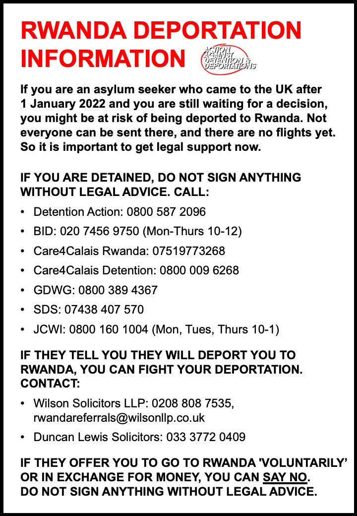 The fear and distress in the asylum-seeking community are at an all-time high. If you are someone at risk of detention or know someone who is, make sure they have this leaflet printed off and with them. #KnowledgeIsPower