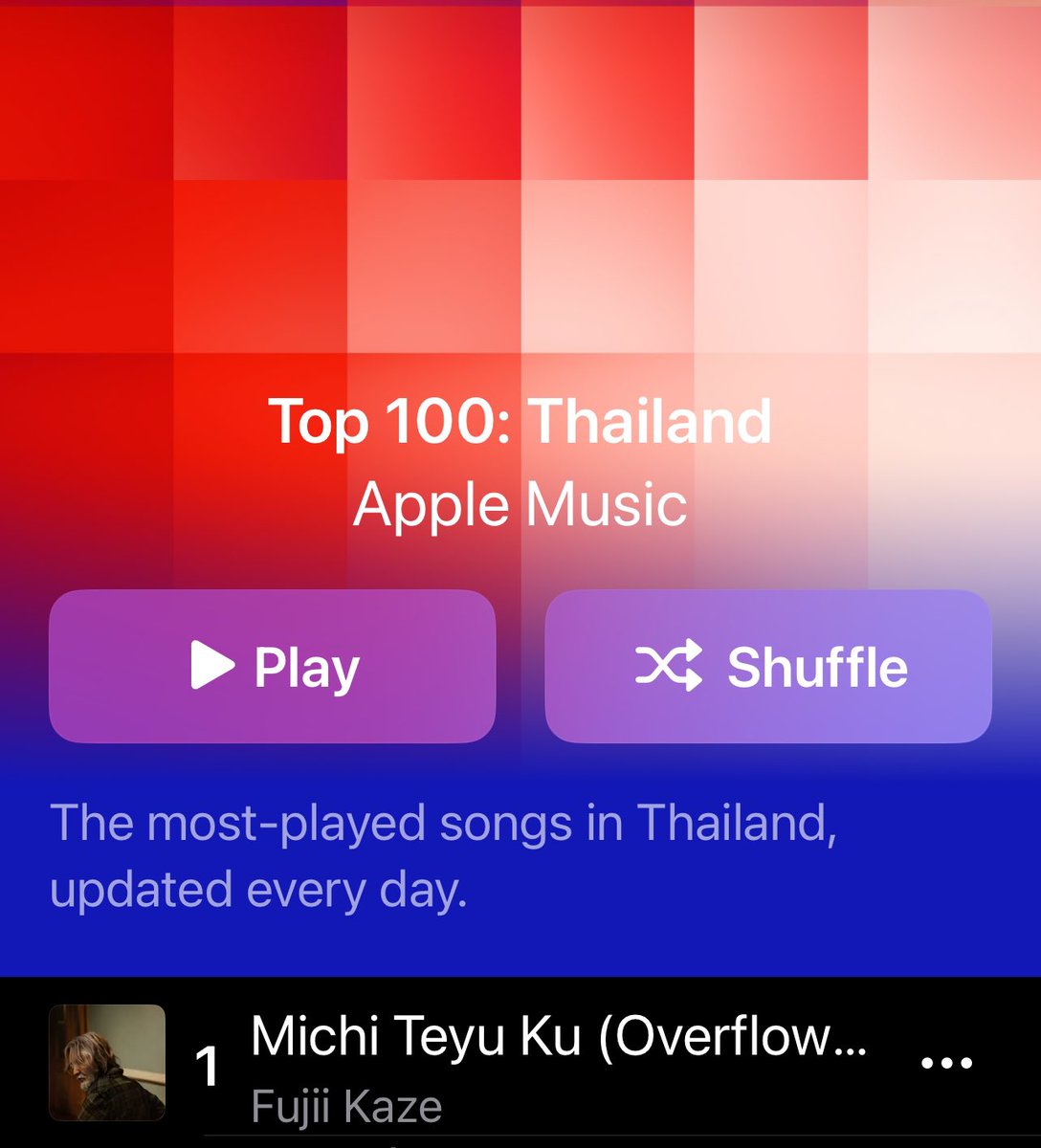 Huge congrats to Fujii Kaze! 'Michi Teyu Ku' is taking over Thailand, hitting #1 on both Spotify Viral 50 🇹🇭 and Apple Music Top 100 🇹🇭 charts!

#FujiiKaze