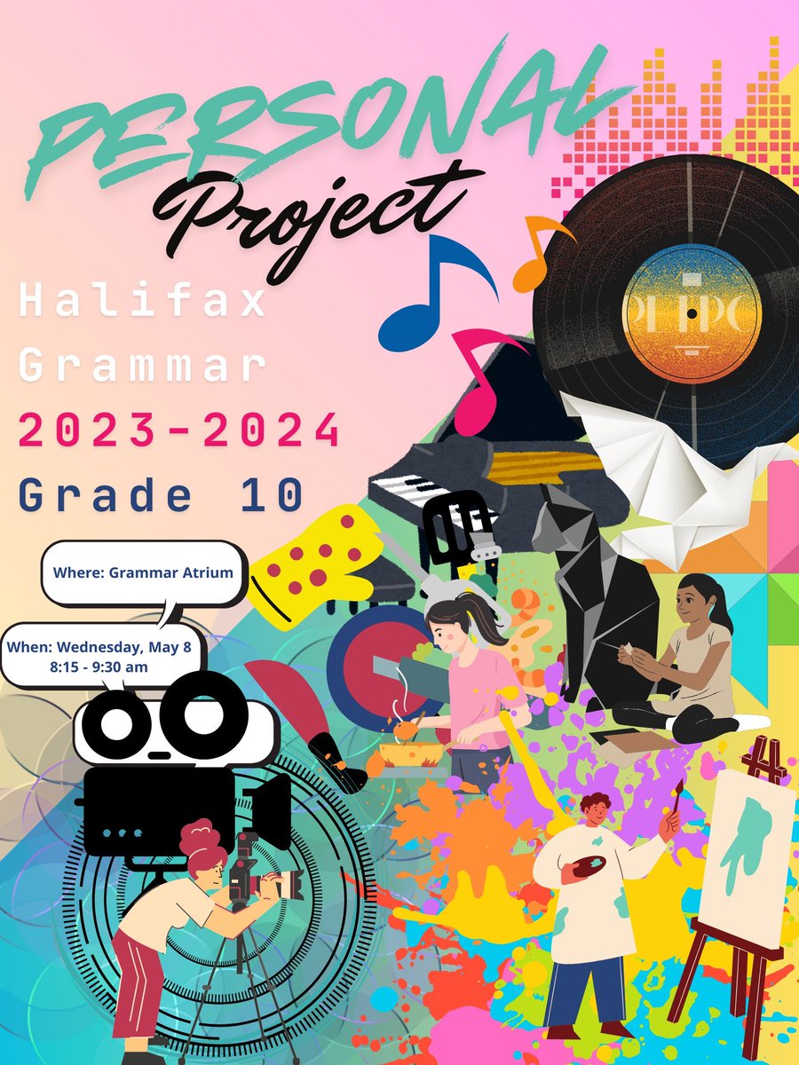 Friends and family are invited to join us on May 8 for the Grade 10 Personal Project Show!  This year-long independent learning project is an important step on our students' IB journey.

#HalifaxGrammar #GrammarAcademics #personalproject #IB #internationalbaccalaureate