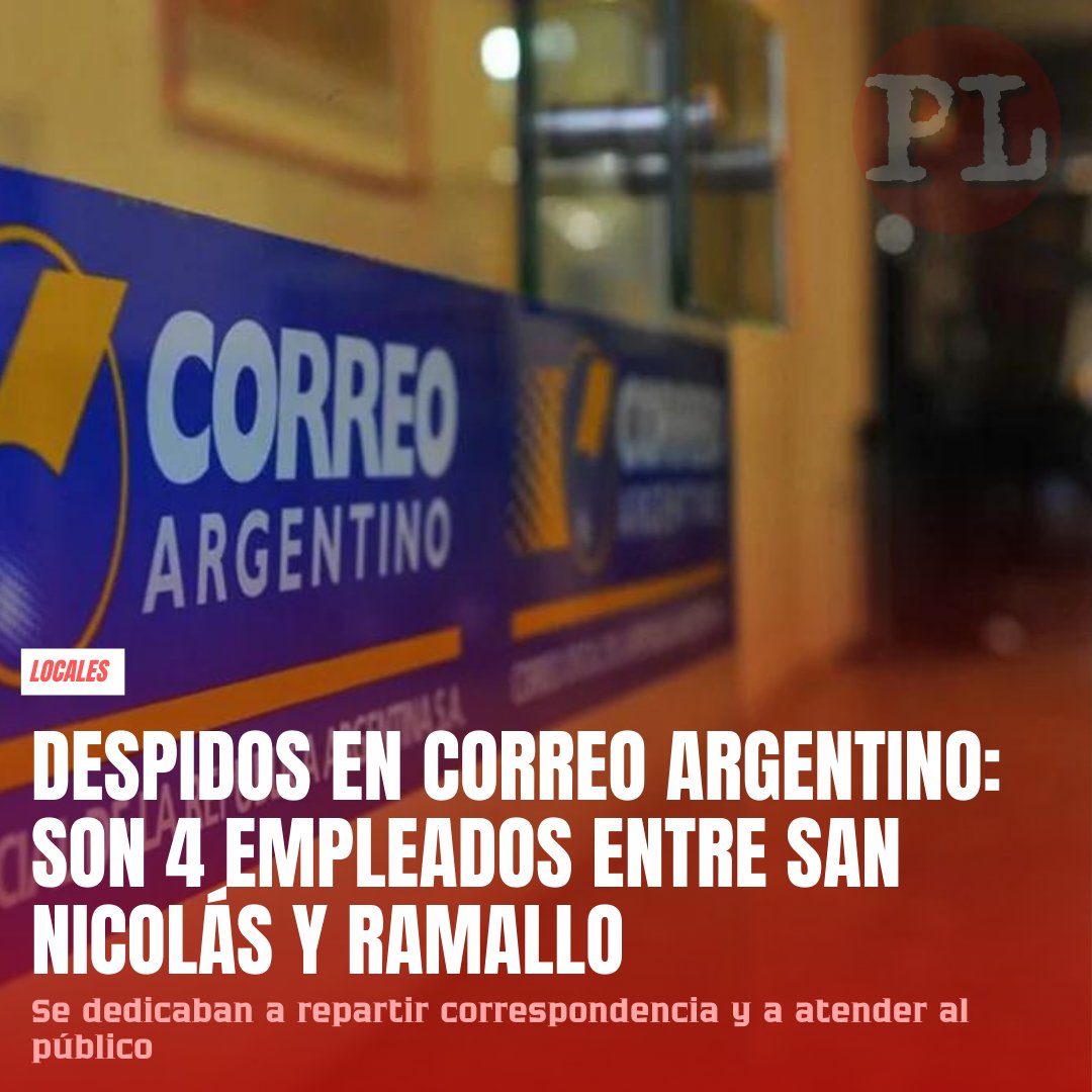 🔴Cuatro #despidos en el #CorreoArgentino: son trabajadores de #SanNicolás y #Ramallo

➡️Se trata de tres carteros y de una mujer que se desempeñaba en atención al publico. 
prensalibresn.com/noticias/cuatr…
#SanNicolásDeLosArroyos #PrensaLibreSN #ReformaLaboral