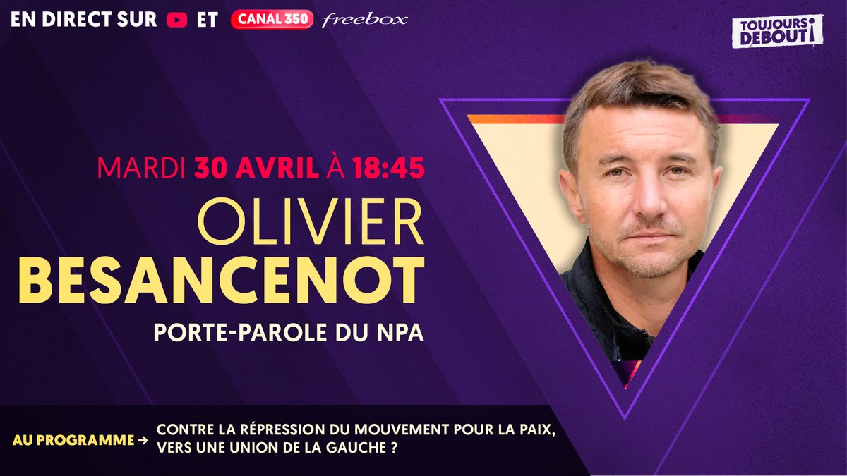 VERS UNE UNION DE LA GAUCHE CONTRE LA CENSURE DES PRO-#PALESTINE ? Il y a quelques jours, @olbesancenot appelait à une union de la gauche, malgré les divergences politiques, contre la répression. On fait le point sur cet appel. #1erMAi Rejoignez le direct !