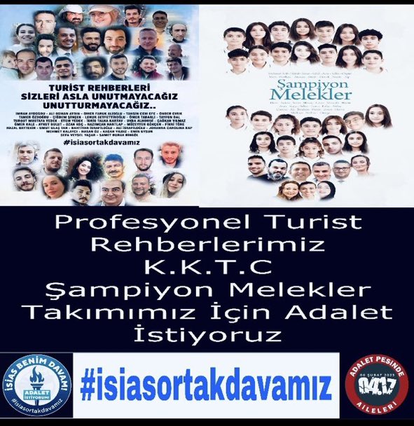 Birlik olma zamanı bu dava hepimizin 
#Susmayın ! 
#Unutmayın ! 
#Affetmeyin !
#şampiyonmelekler imize #turistrehberleri kardeşlerimize acılı ailelerimize #sözümüzvar
#isiasortakdavamız
#6şubat2023
#adaletpeşinde
#isiasolasıkast
#Adıyaman #deprem
#Tcadaletbakanlığı