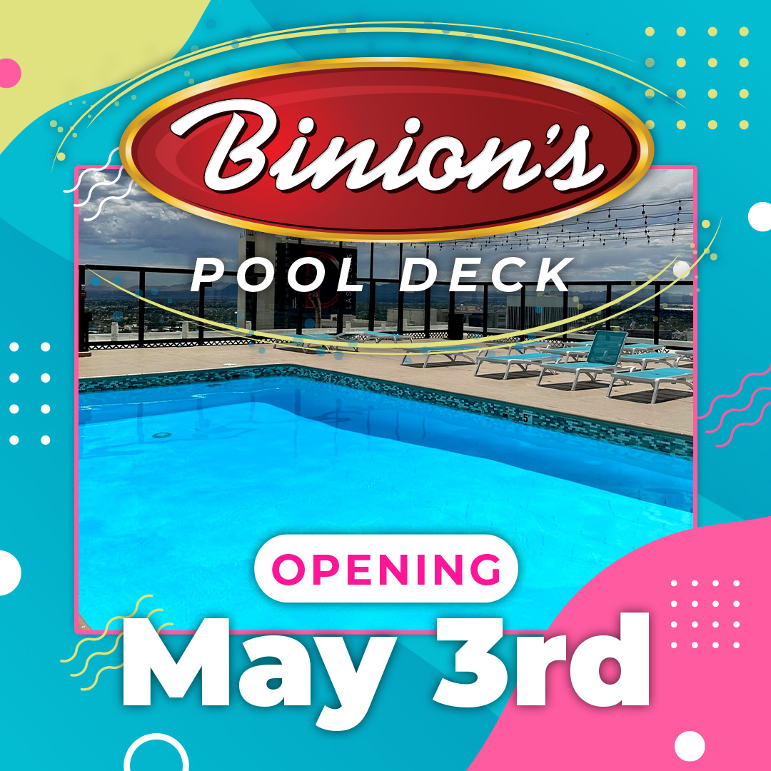 Gear up for some fun under the sun! Our pool deck at Binion's is ready to welcome you this Friday, May 3rd. Who's the friend you're bringing for margaritas in Vegas? Tag them! 🍹☀️ #Vegas #Binions #DTLV #SummerFun