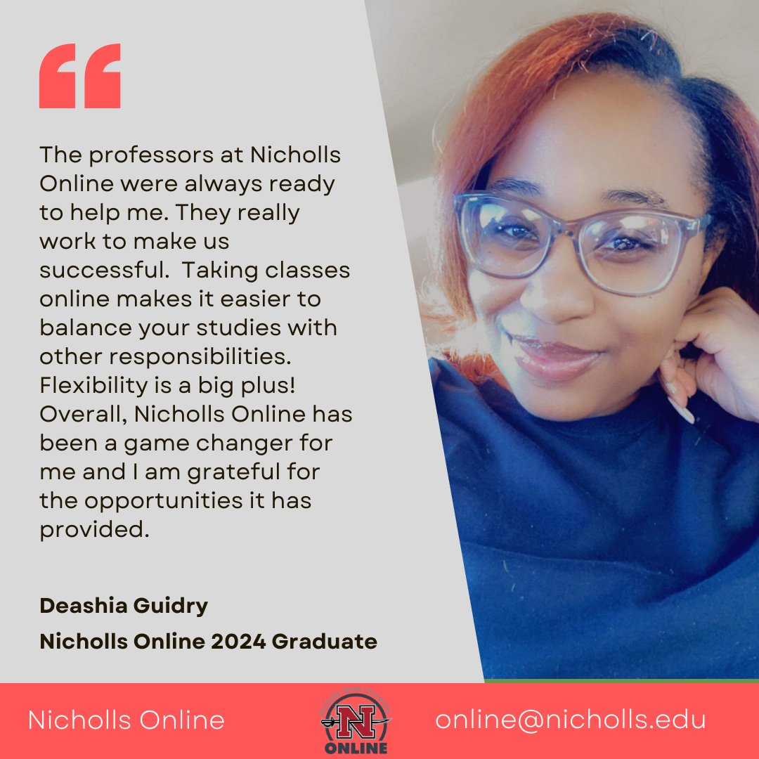 Please join Nicholls Online in congratulating some of our Spring 2024 graduates. Good job on all of the hard work that you have done.

#colonelpride #college #collegegrad #graduation #Graduation2024 #distancelearning