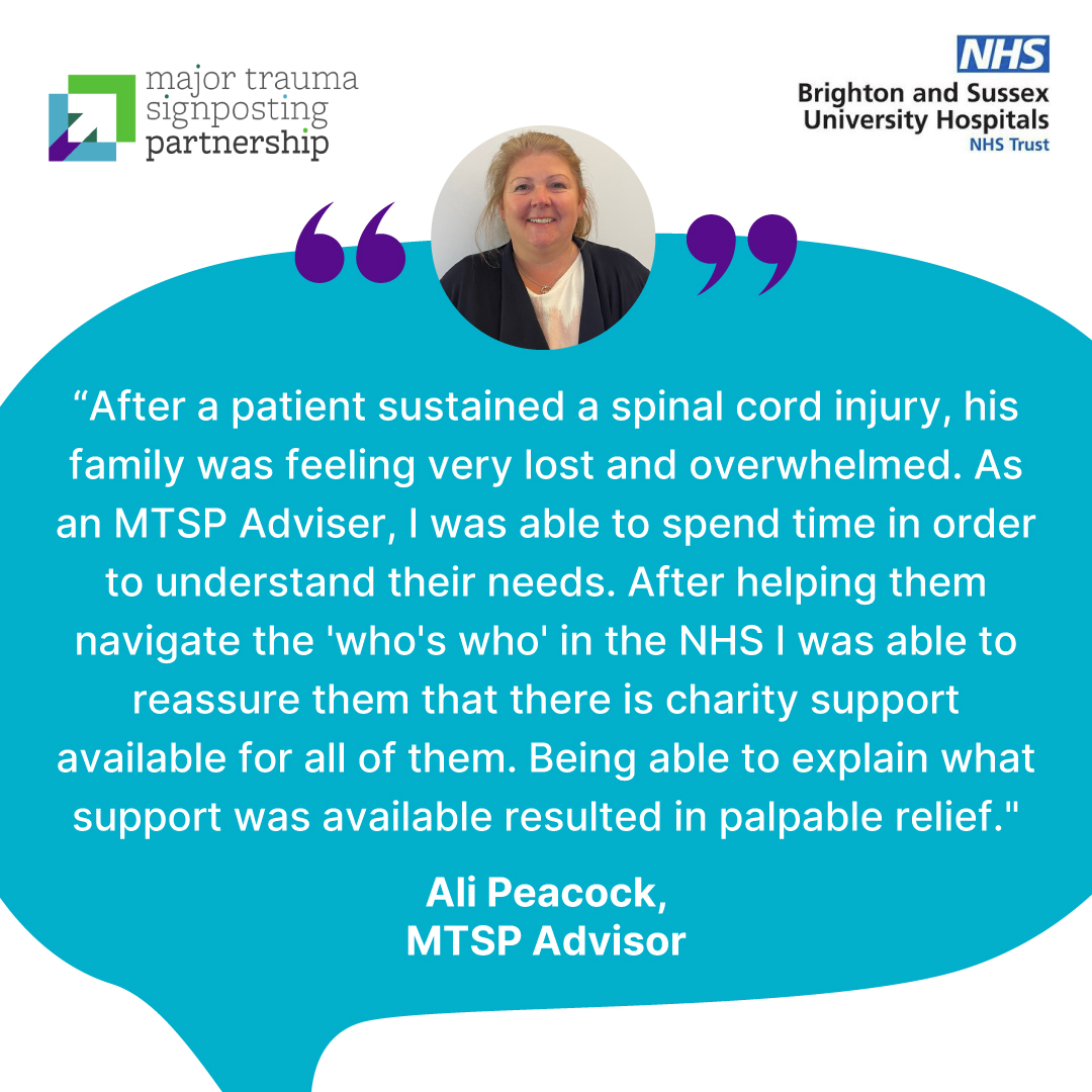 What a lovely message from a family member who we helped at @RoyalSussexBrighton. There are so many charities who provide ongoing support, and understanding the patients needs and directing them to those who can help is just part of our input.   
#NHS #testimonial #patientquotes