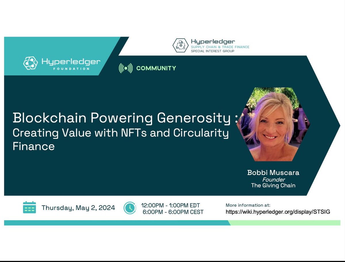 Join us tomorrow for a special @Hyperledger session with @LedgerAcademy, presenting the remarkable benefits NGOs can experience using the @circularityfi programmable donation platform, CiFi Give. 

This innovative platform revolutionizes the management, tracking, and reporting of…