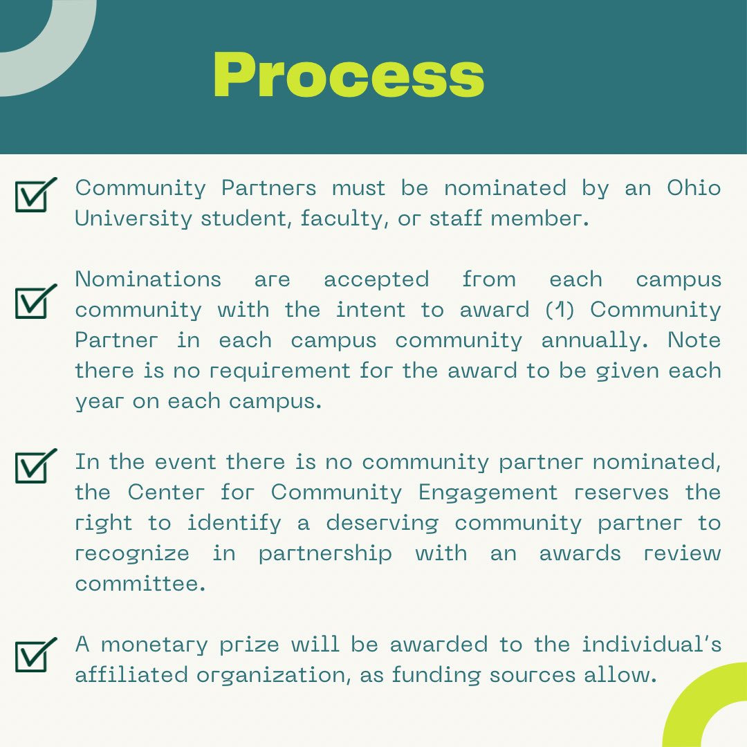 Time is running out!!! Nominate a community partner for their outstanding work in the community. Help celebrate their good work. Nominations are accepted from each <a href="/ohiou/">Ohio University</a> campus community. 

Nomination closes on June 1st. Nominate via ohio.givepulse.com/survey/take/46…