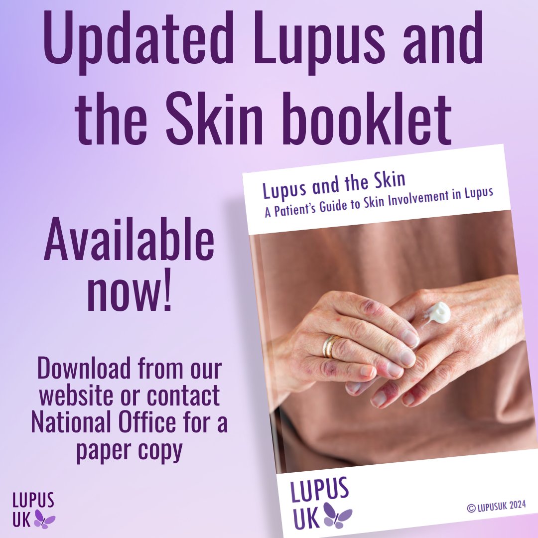 We are proud to launch an updated version of our Lupus and the Skin information booklet. You can find more information about the update here: lupusuk.org.uk/updated-lupus-… Or get a free copy: - PDF: lupusuk.org.uk/wp-content/upl… - Paper copies from HeadOffice@LupusUK.org.uk or 01708 731251
