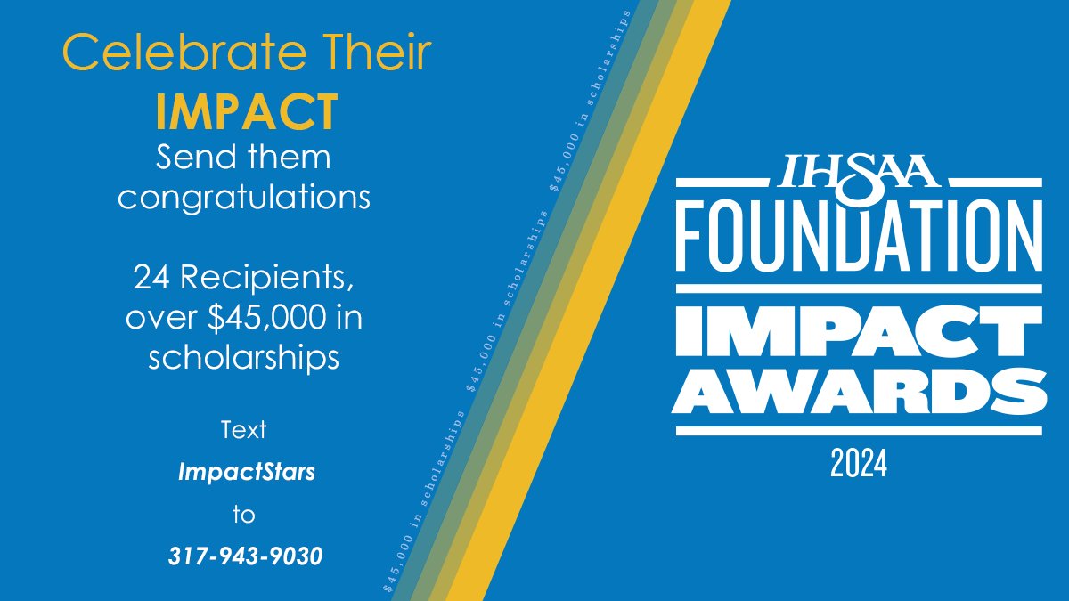 In one week, the Impact Awards will celebrate and honor student-athletes who utilize the teachings of education-based athletics to make an impact on their communities. To show appreciation for their impact, text in ImpactStars to 317-943-9030 and share a congratulatory message.