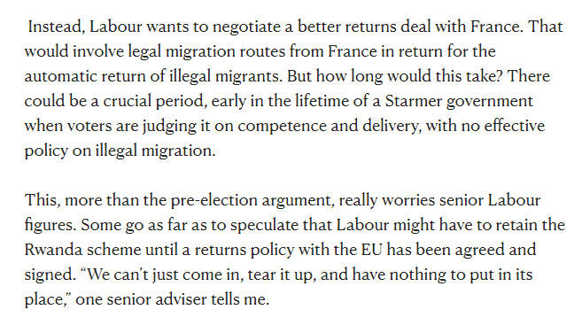 “Senior Labour figures” say party may retain Rwanda scheme in govt according to @AndrewMarr9 newstatesman.com/politics/labou…
