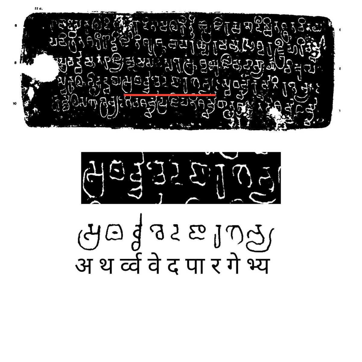 Sangoli Copperplate inscription of Harivarman Kadamba (reign 438 - 470 AD) refers to the Brahmins who were expert in 'Atharva veda' अथर्व्ववेदपारगेभ्य King made donation to these Brahmins in Tadeva village @vedik_Arya_