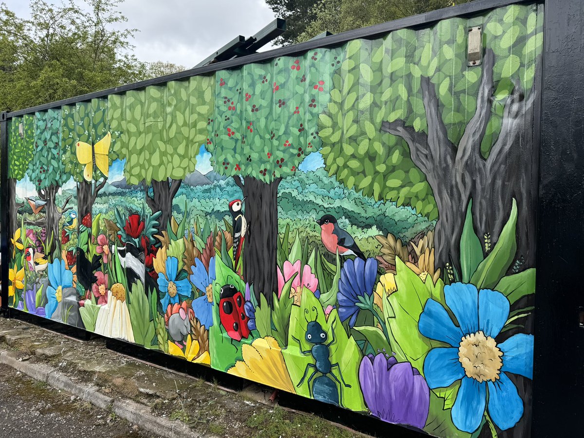 Painted a black frame around the storage container mural at @cwmffrwdoer makes a big difference, enhances the colours and finishes it off ! Enjoyed working on this one. If any schools would like a storage container painted, please message me and I’ll come take a look at it 😊👍