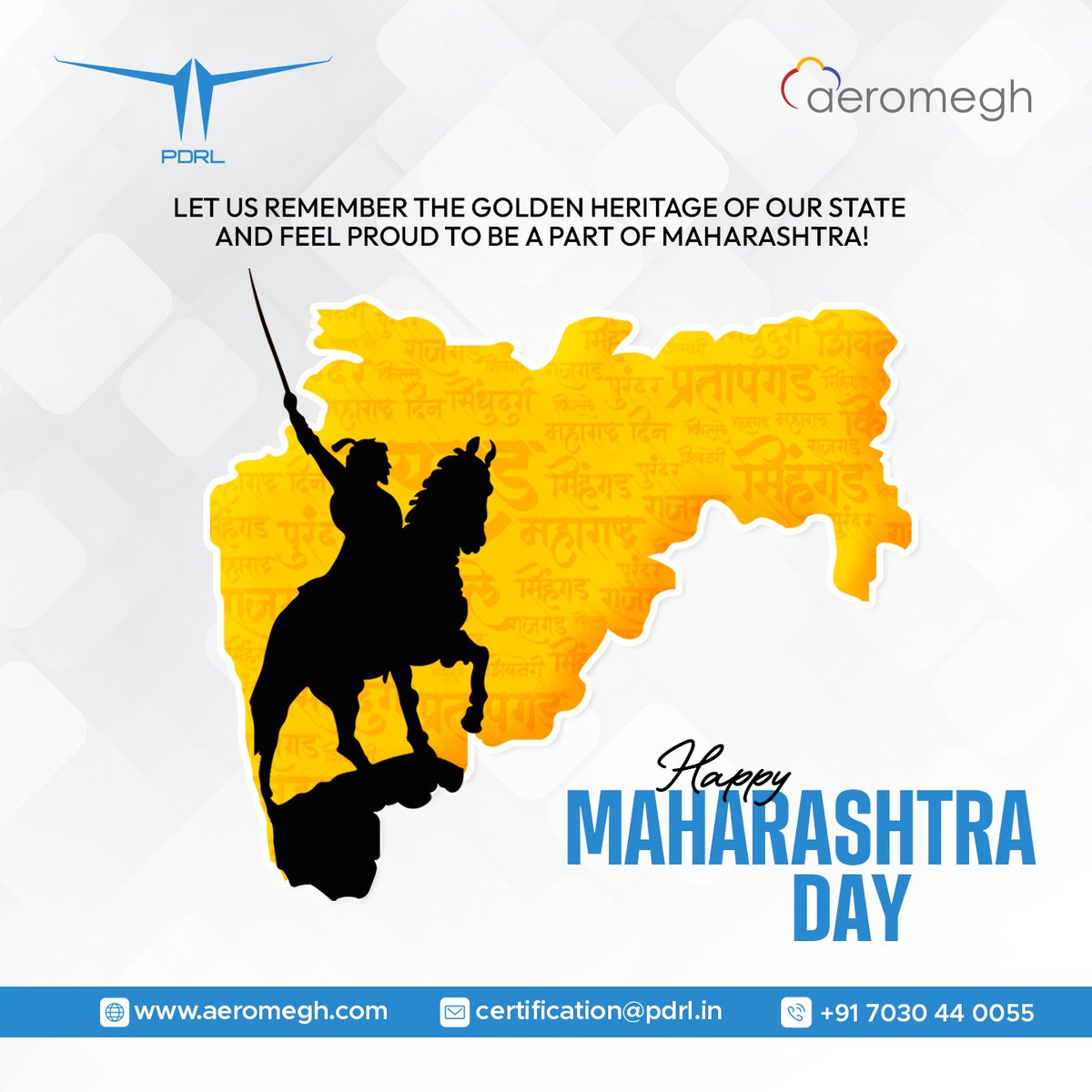 Let us remember the golden heritage of our state and feel proud to be a part of Maharashtra!

#PDRL #Certification #PCDP #DroneTraining #DroneSoftware #AeroGCS #Learning #DroneTech #Partnership #DronesForGood #dronelife #MaharashtraDay #MaharashtraDin2024 #JaiMaharashtra