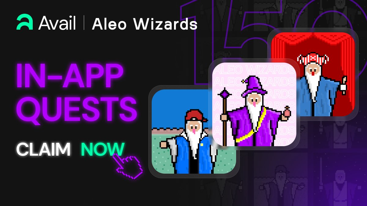 🚨 150 @AleoWizards Up for grabs 🚨 Complete the IN-APP QUEST ✨ WIN from 150 NFTs & Avail Points 🪙 Like, RT and Download here 👉 avail.global/download