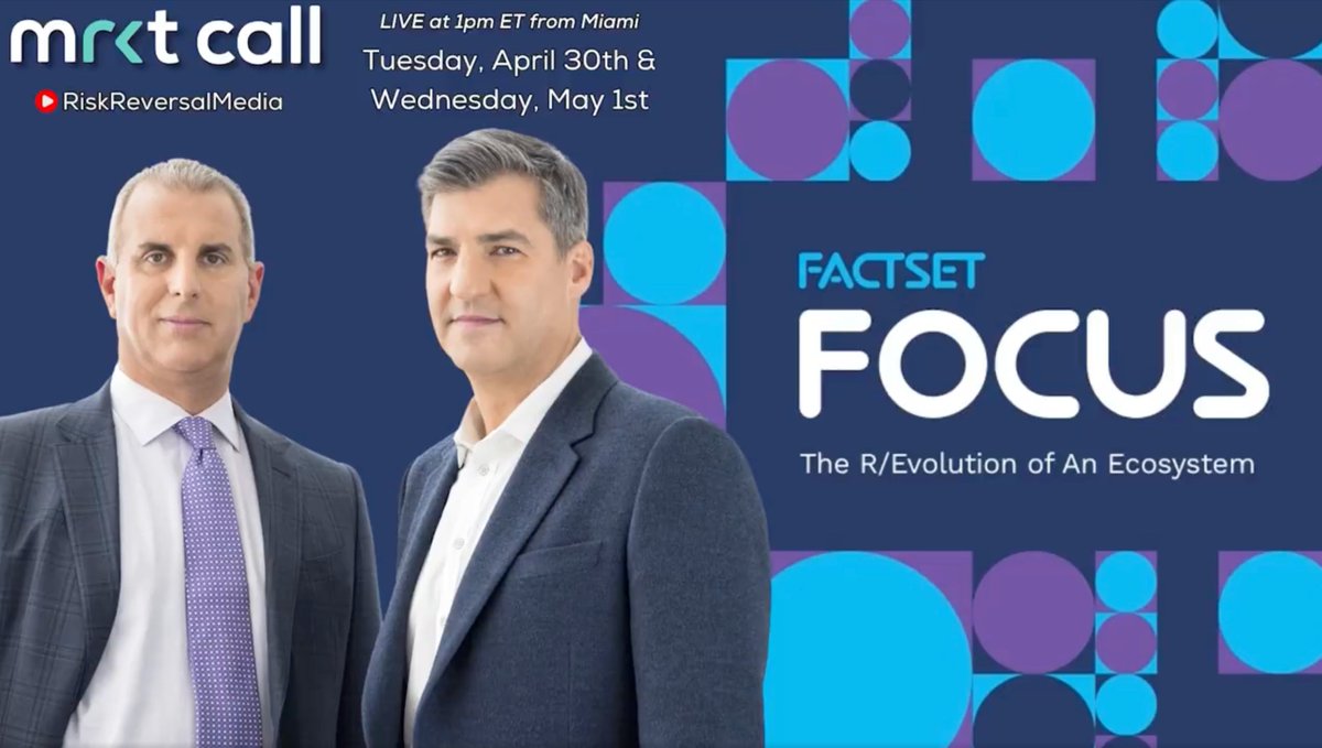 Get ready! @mrktcall podcast is coming live from #FACTSETFOCUS today! Watch @GuyAdami, @RiskReversal, and @LizYoungStrat, as they take a real-time and interactive dive into the latest quarter. FactSet and MKT Call coming in 'Miami hot' at 1:15 am EST: bit.ly/3Ux3c8K